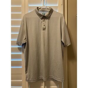 Pro Tour Polo‎ Shirt Men's Gray/White Stripe Golf Coolplay Lightweight Large